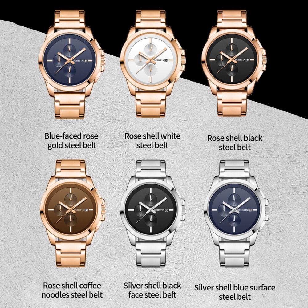 Men Pilot Series Multifunctional Quartz Watch with Steel Band - Blue + Silver