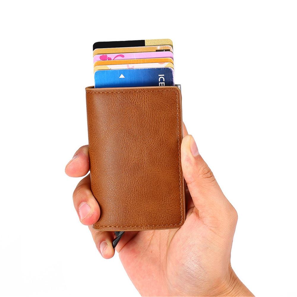 Automatic Rfid Blocking Card Holder with Coin Pocket - Brown 10