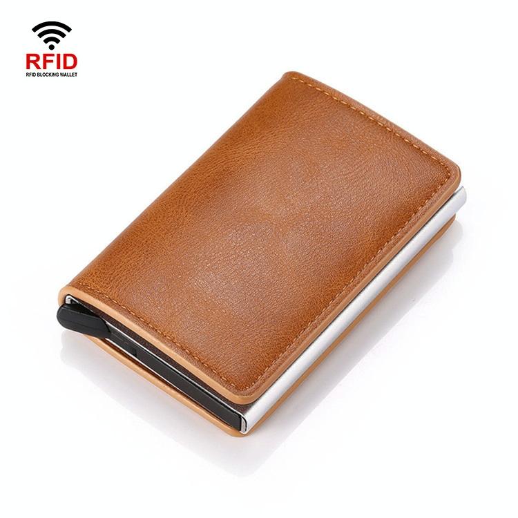 Automatic Rfid Blocking Card Holder with Coin Pocket - Brown 12