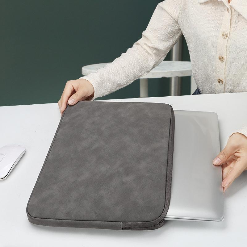 Lightweight Waterproof Lambskin Laptop Sleeve - 13.3 Inches - Deep Gray With Bag 6