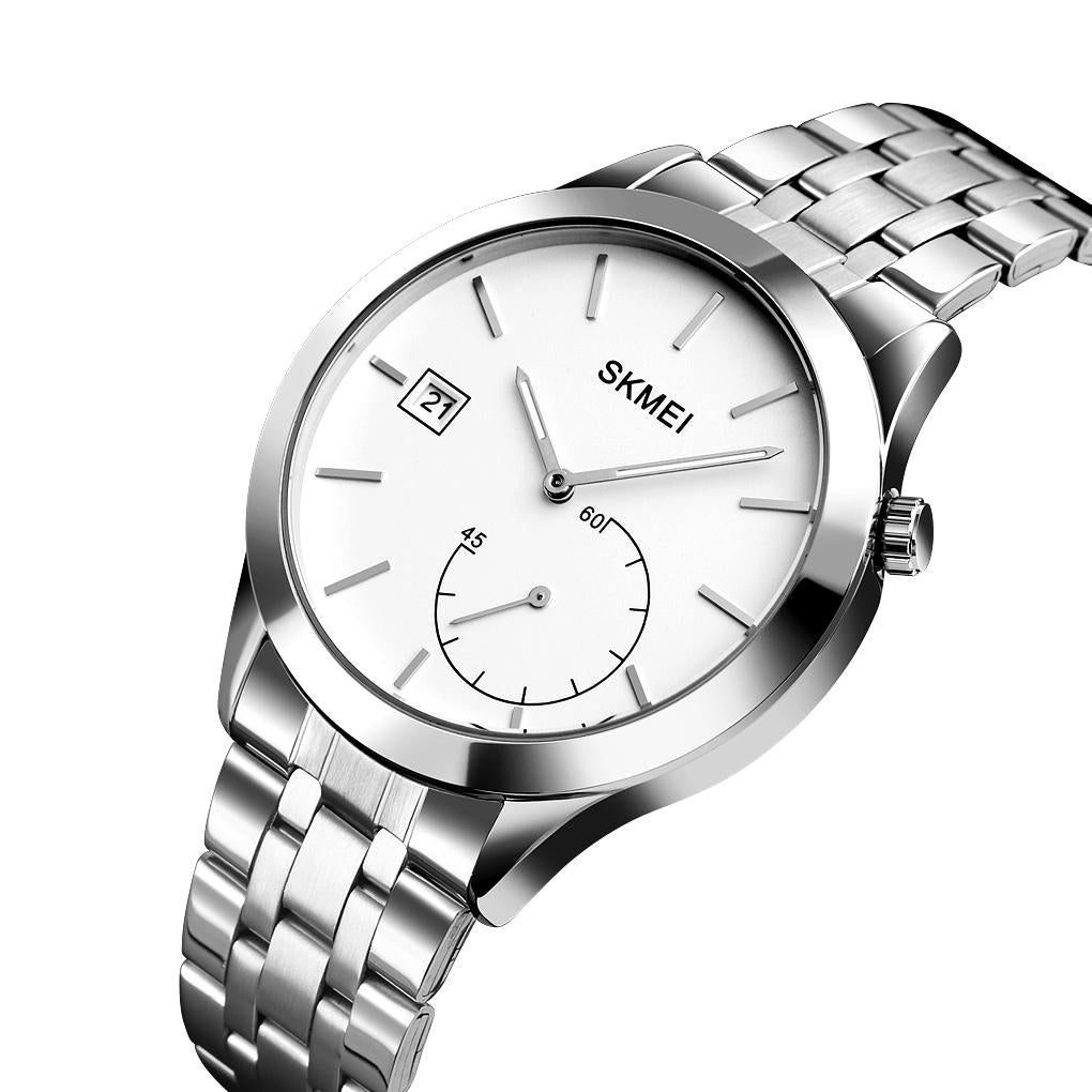 Stylish Waterproof Men Quartz Watch with Silver Steel Band 3