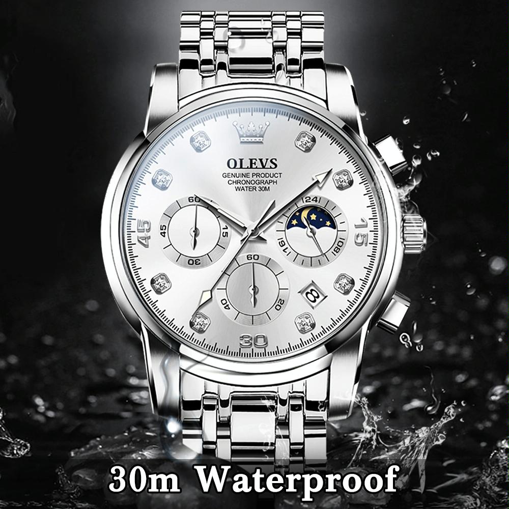 Waterproof Luminous Quartz Watch for Men - Multifunctional - Black + Gold 9