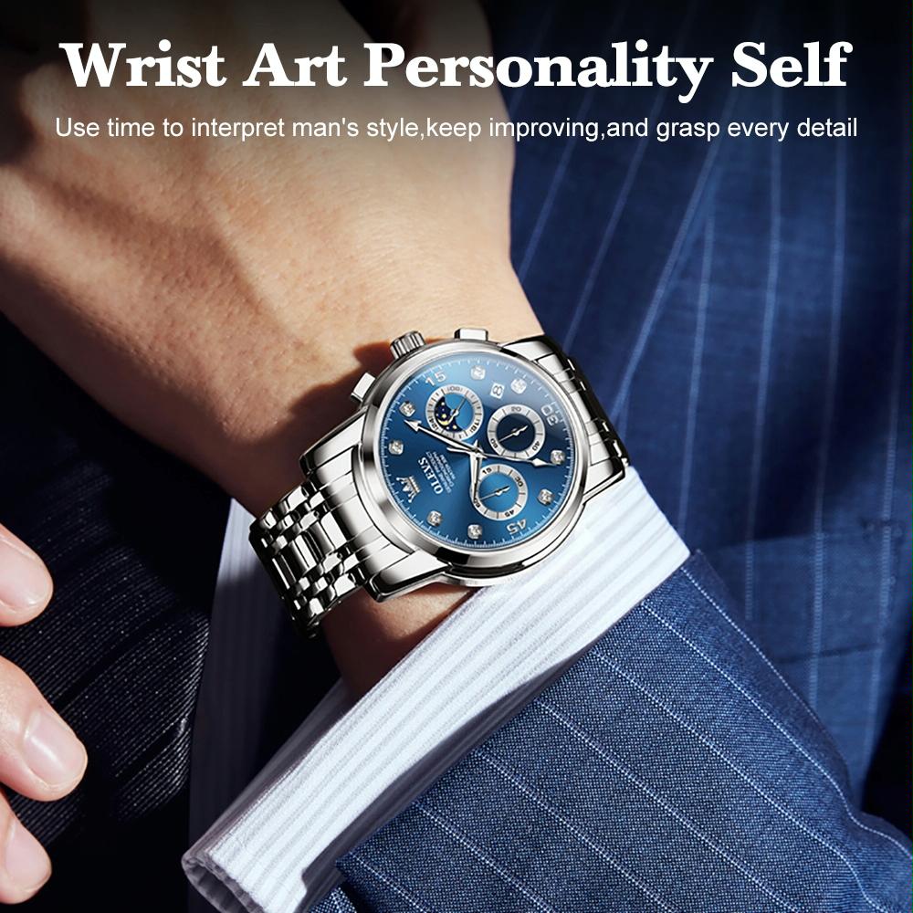 Waterproof Luminous Quartz Watch for Men - Multifunctional - Black + Gold 14