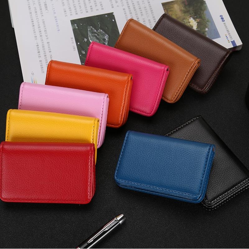 Stainless Steel Magnetic Business Card Holder Pu Leather Case - Rose Red 4