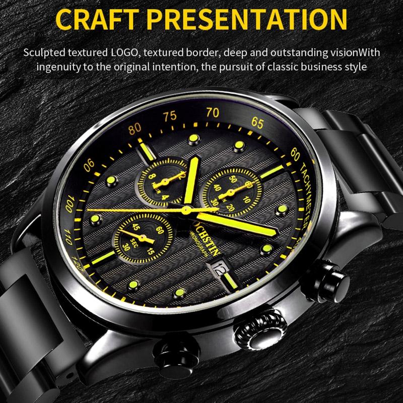 Stylish Multifunctional Men Quartz Watch with Steel Strap - Silver White 6