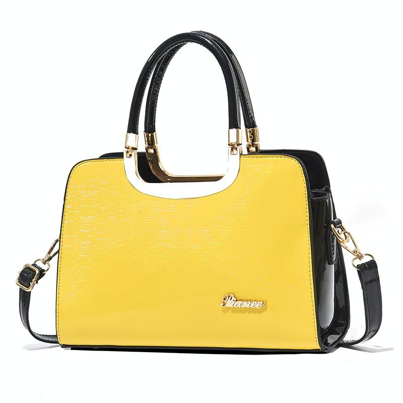 Large Capacity Leather Commuter Handbag - Bright - Apricot 12