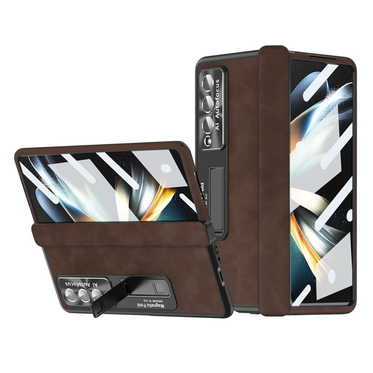 For Samsung Galaxy Z Fold4 5G Magnetic Phone Case - Napa Pattern - Royal Blue