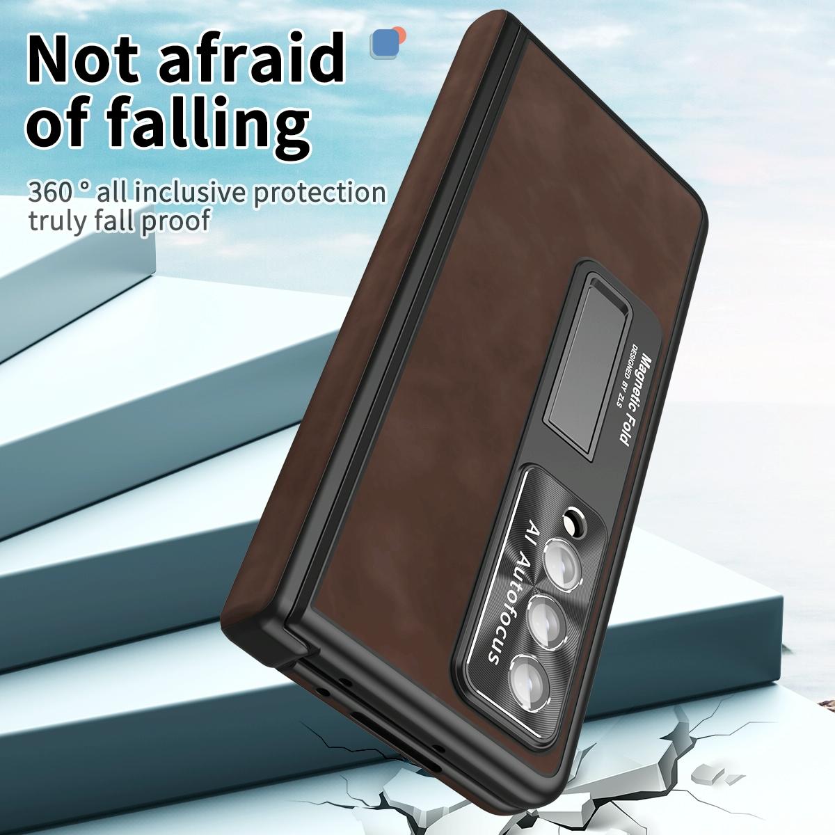 For Samsung Galaxy Z Fold4 5G Magnetic Phone Case - Napa Pattern - Royal Blue 6