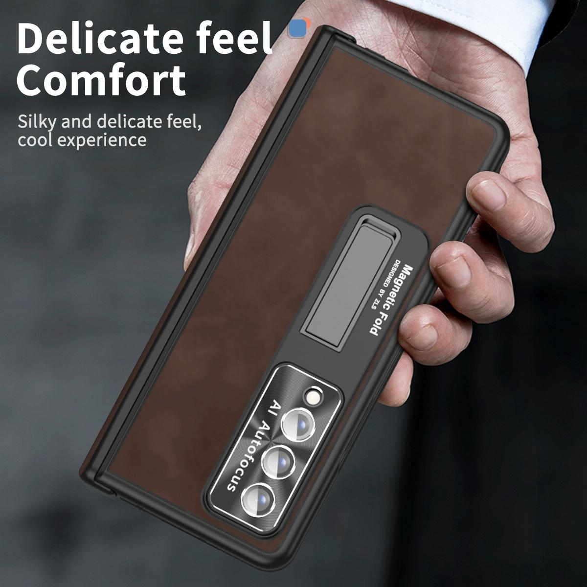 For Samsung Galaxy Z Fold4 5G Magnetic Phone Case - Napa Pattern - Royal Blue 7