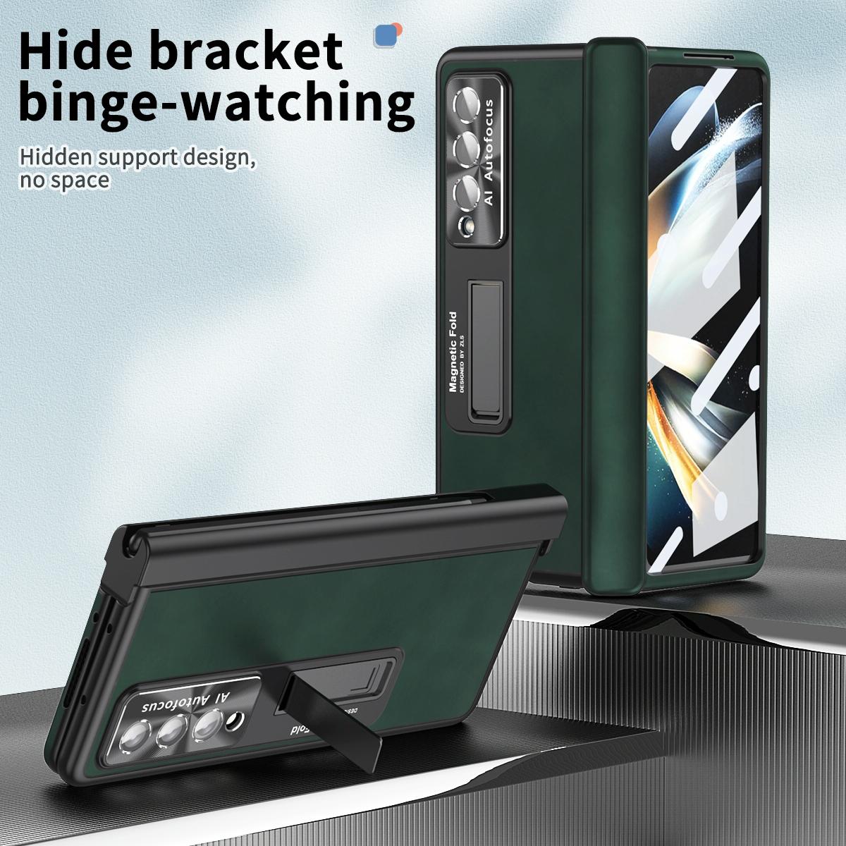 For Samsung Galaxy Z Fold4 5G Magnetic Phone Case - Napa Pattern - Royal Blue 9