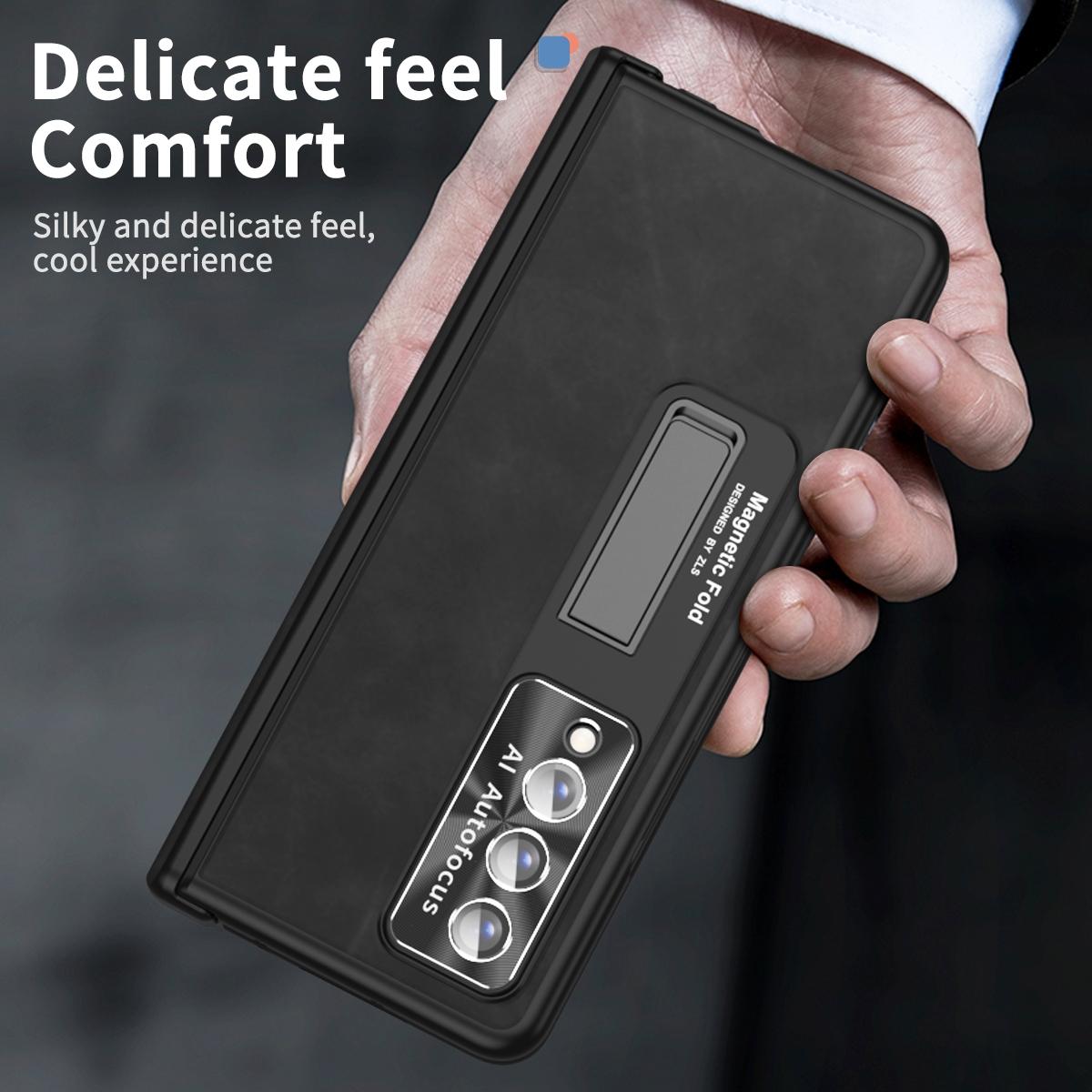 For Samsung Galaxy Z Fold4 5G Magnetic Phone Case - Napa Pattern - Royal Blue 10