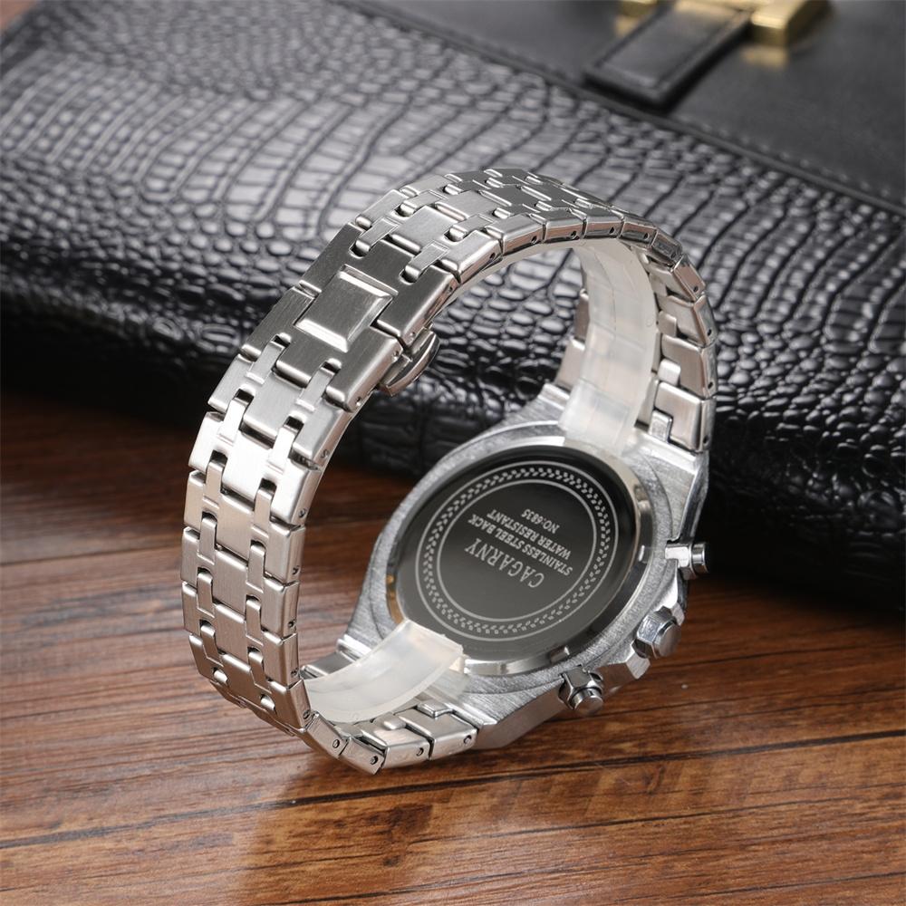 Men Simple Steel Quartz Watch with Band - 6835 - Black 5