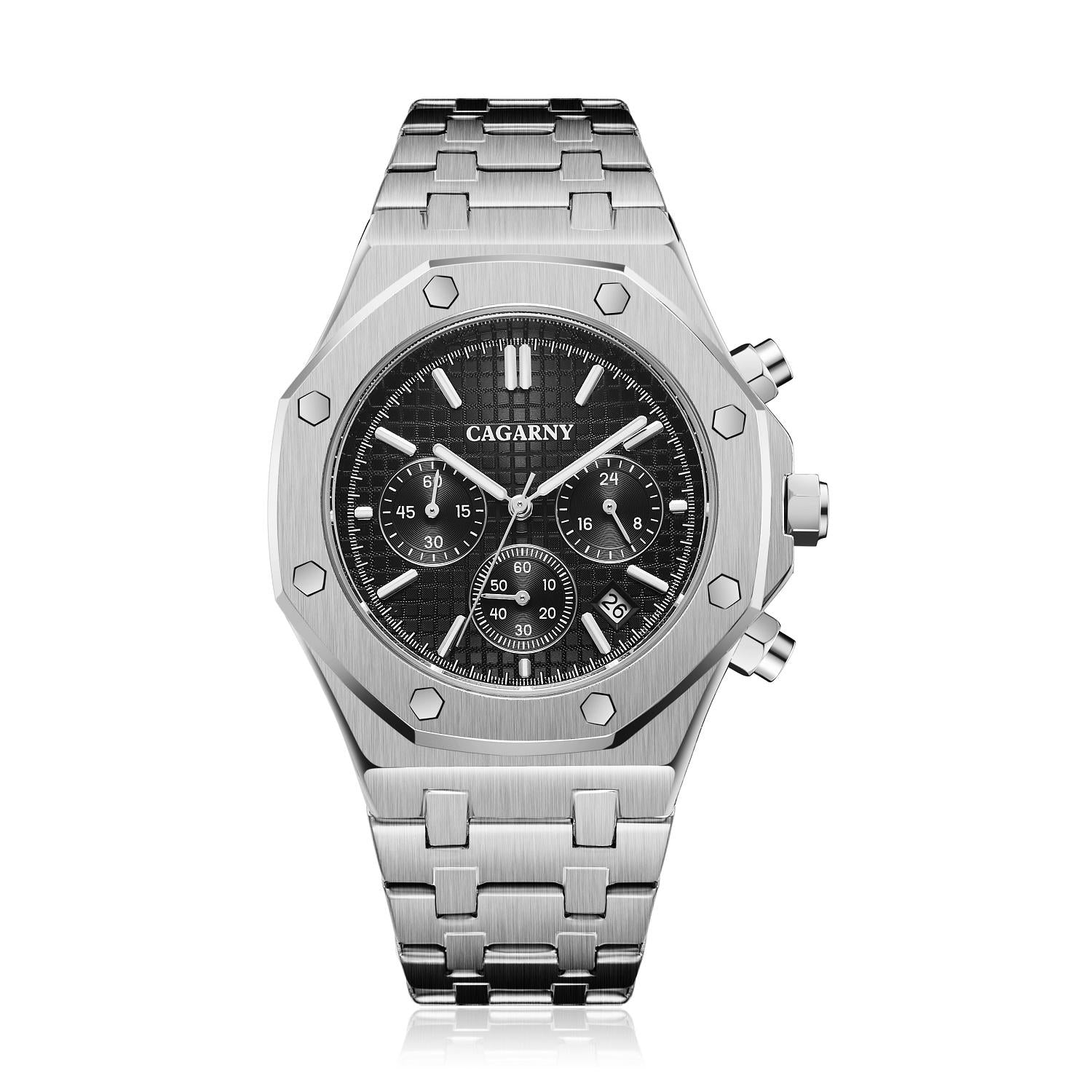 Men Simple Steel Quartz Watch with Band - 6835 - Black 10