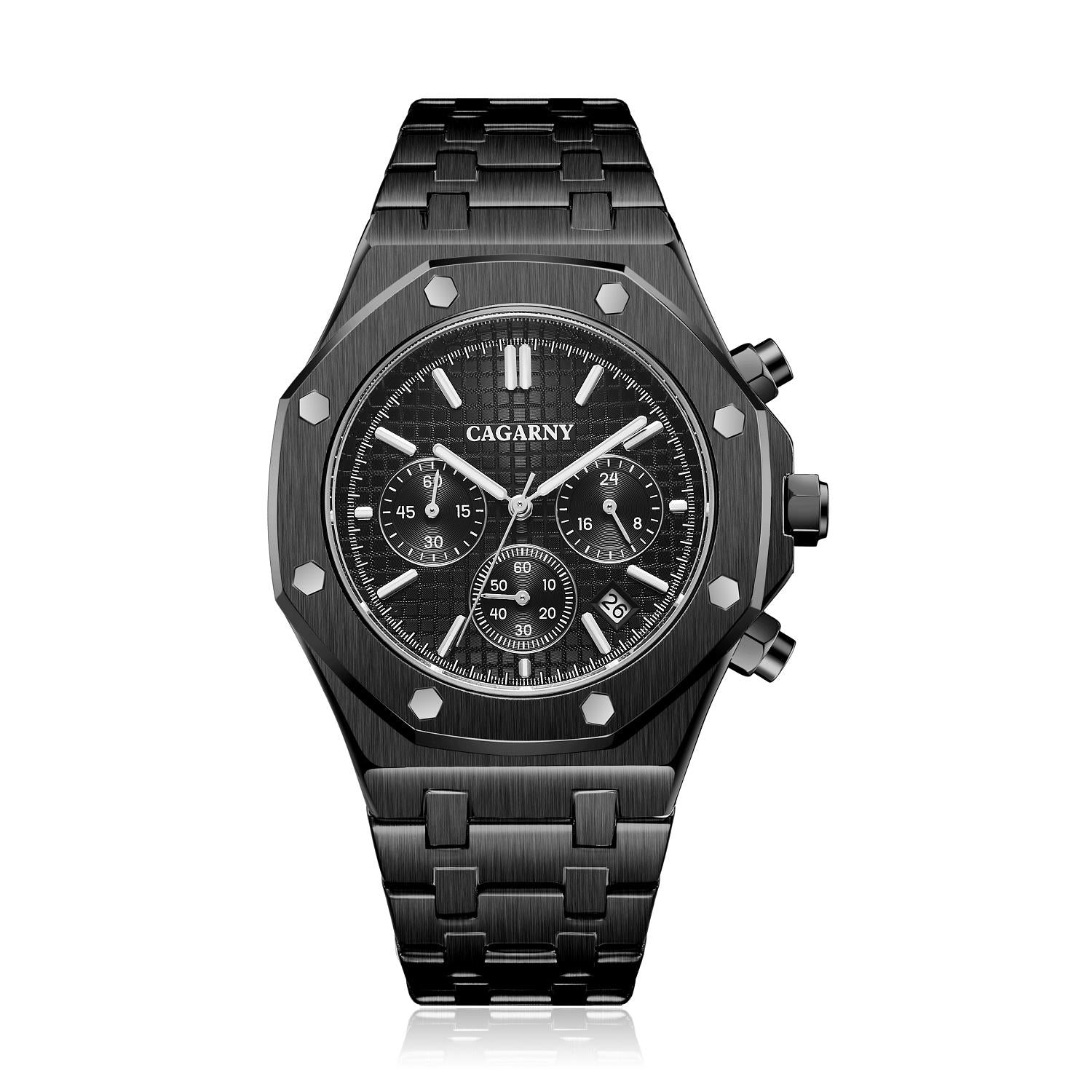 Men Simple Steel Quartz Watch with Band - 6835 - Black 14