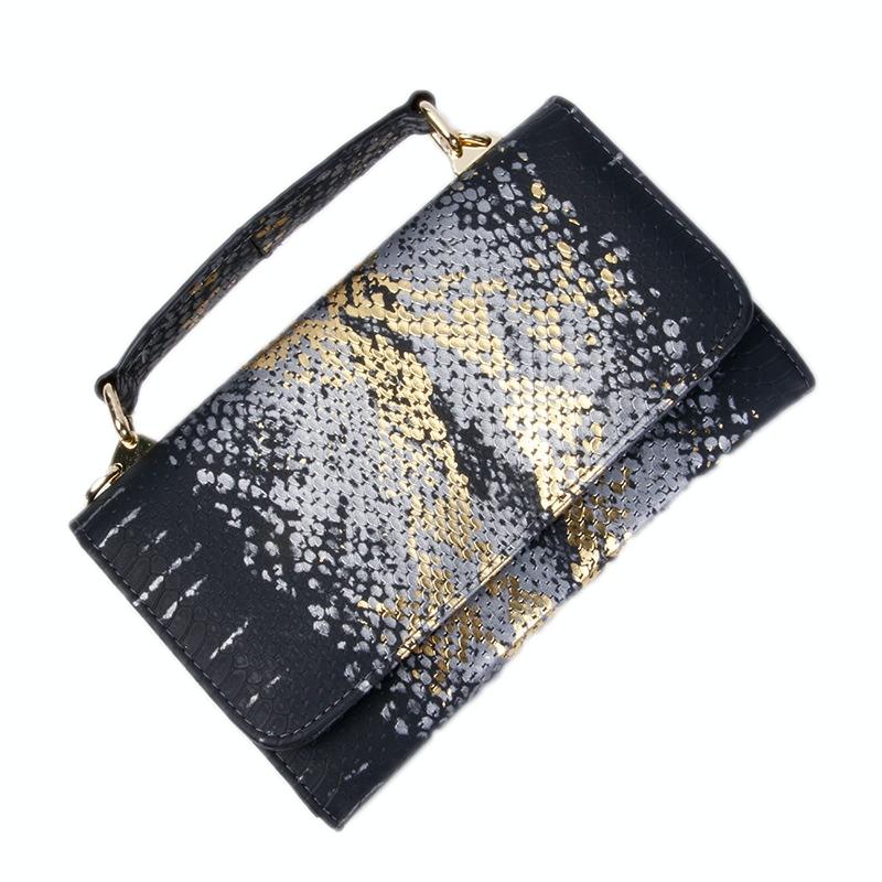 Versatile Lady Crossbody Wrist Bag - Multi-functional - Big Snake Pattern Nude Pink 11