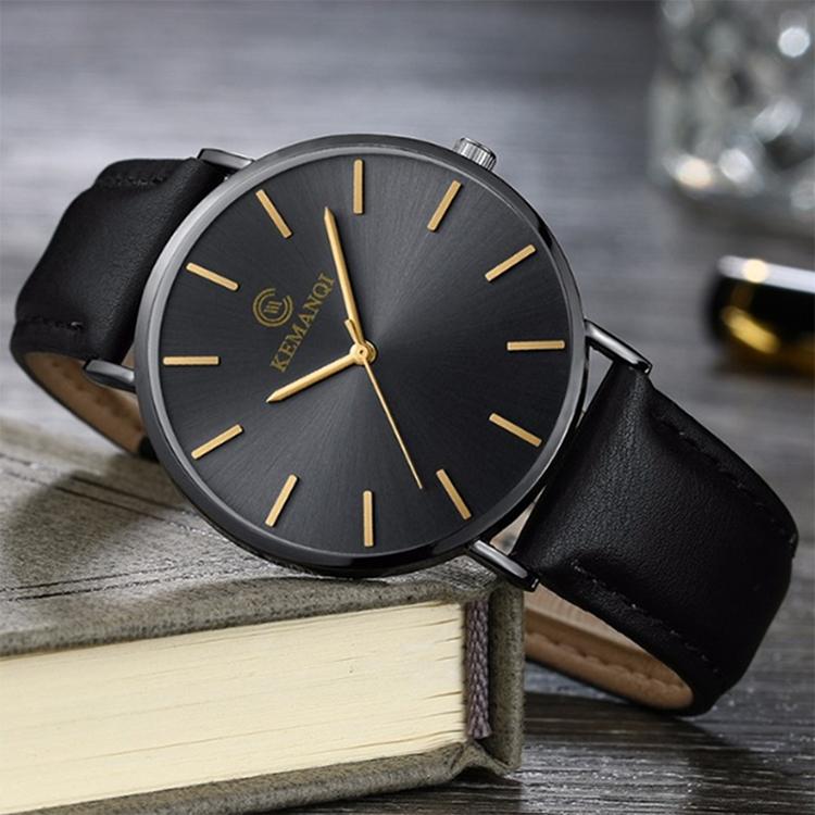 Men Waterproof Steel Mesh Quartz Watch - Ultra-thin - Ultra-Thin Mesh Belt Black Dial 14