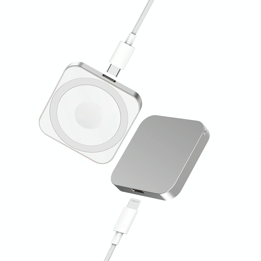 3 In 1 Portable Wireless Charger For Iphone Airpods And Iwatch - Silver 13