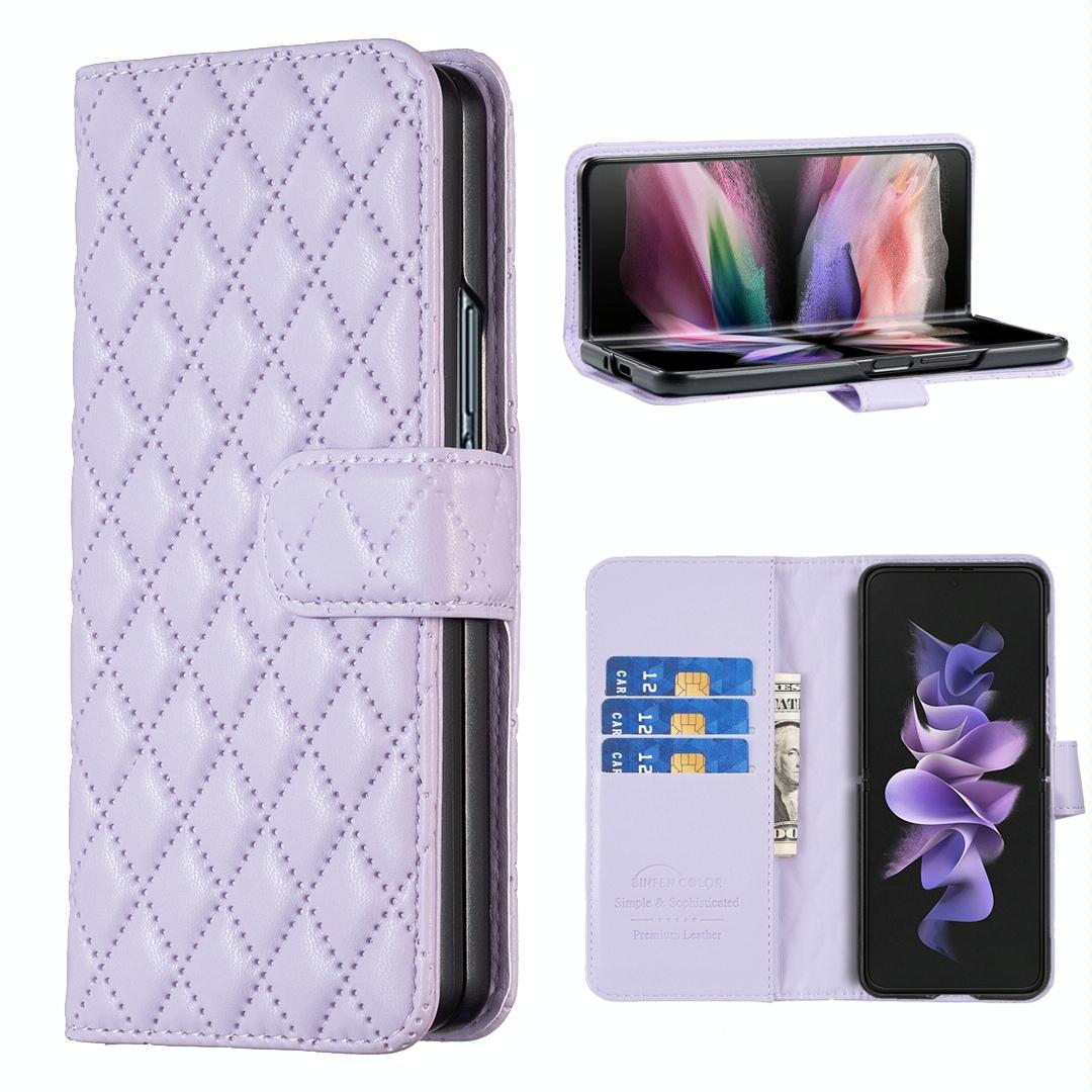 For Samsung Galaxy Z Fold4 5G Samsung Fold 4 Diamond Lattice Wallet Case - Sleek And Stylish - Blue 8