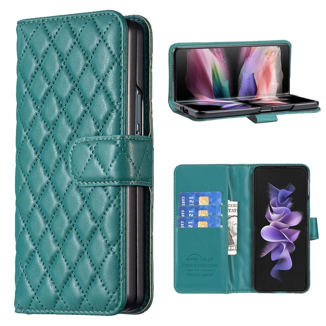 For Samsung Galaxy Z Fold4 5G Samsung Fold 4 Diamond Lattice Wallet Case - Sleek And Stylish - Blue 14