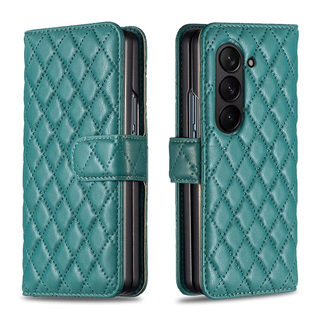 For Samsung Galaxy Z Fold4 5G Samsung Fold 4 Diamond Lattice Wallet Case - Sleek And Stylish - Blue 15