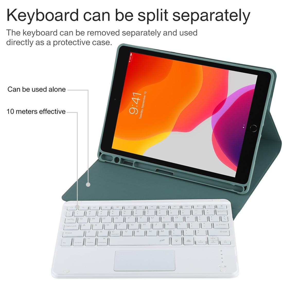 Bluetooth Tablet Case For Ipad 10.2 / Ipad Air 2019 With Touch Pad & Backlight & Pen Holder - Detachable - Pink 10