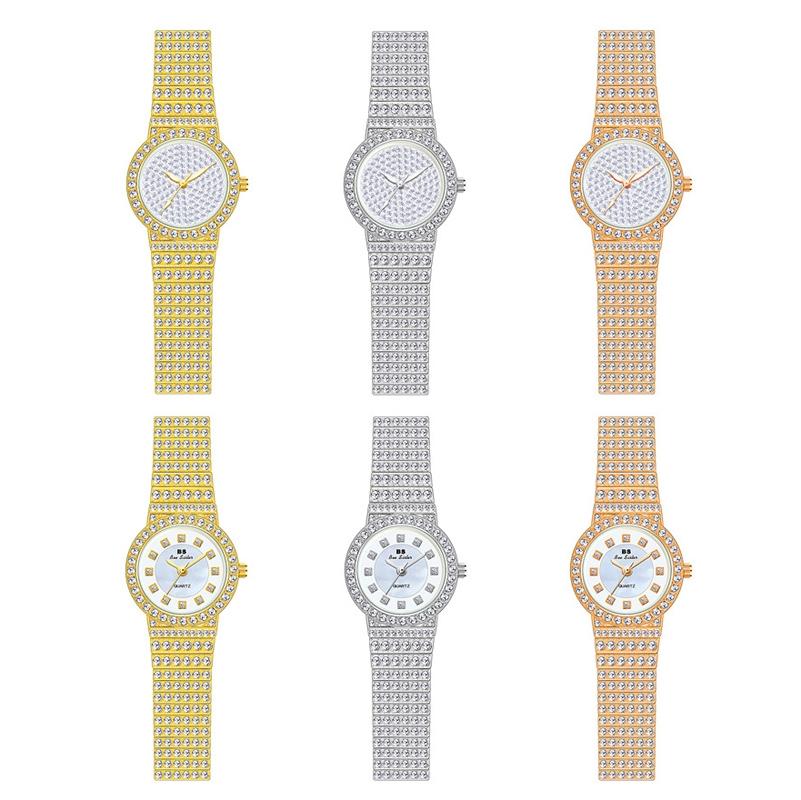 Starry Diamond Chain Women Wrist Watch - Golden Scale Surface 4