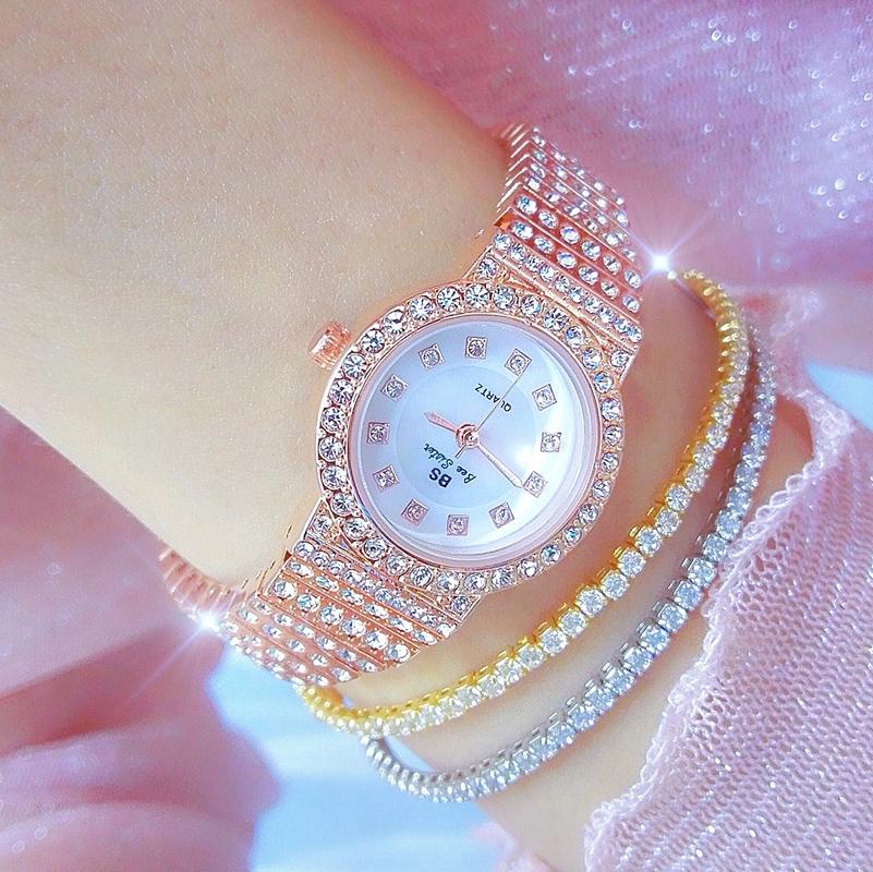 Starry Diamond Chain Women Wrist Watch - Golden Scale Surface 9