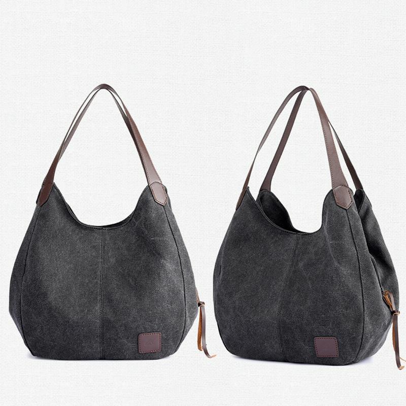 Retro Art Lady Shoulder Bag - Simple & Chic Beige - Black 3