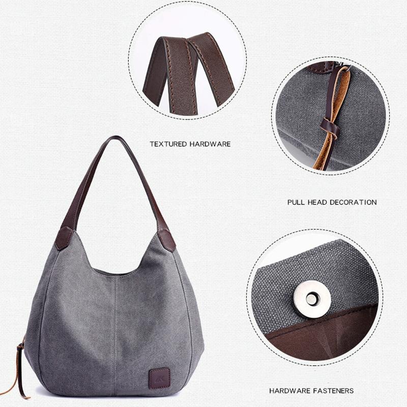 Retro Art Lady Shoulder Bag - Simple & Chic Beige - Black 7