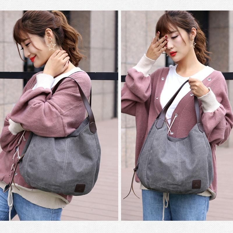 Retro Art Lady Shoulder Bag - Simple & Chic Beige - Black 9