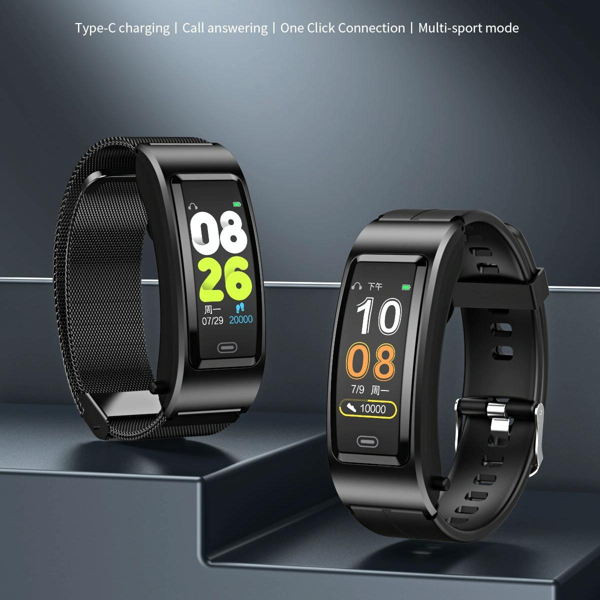 Bluetooth Sleep Heart Monitor Bracelet - B7 - Gold + Brown Leather Belt 5