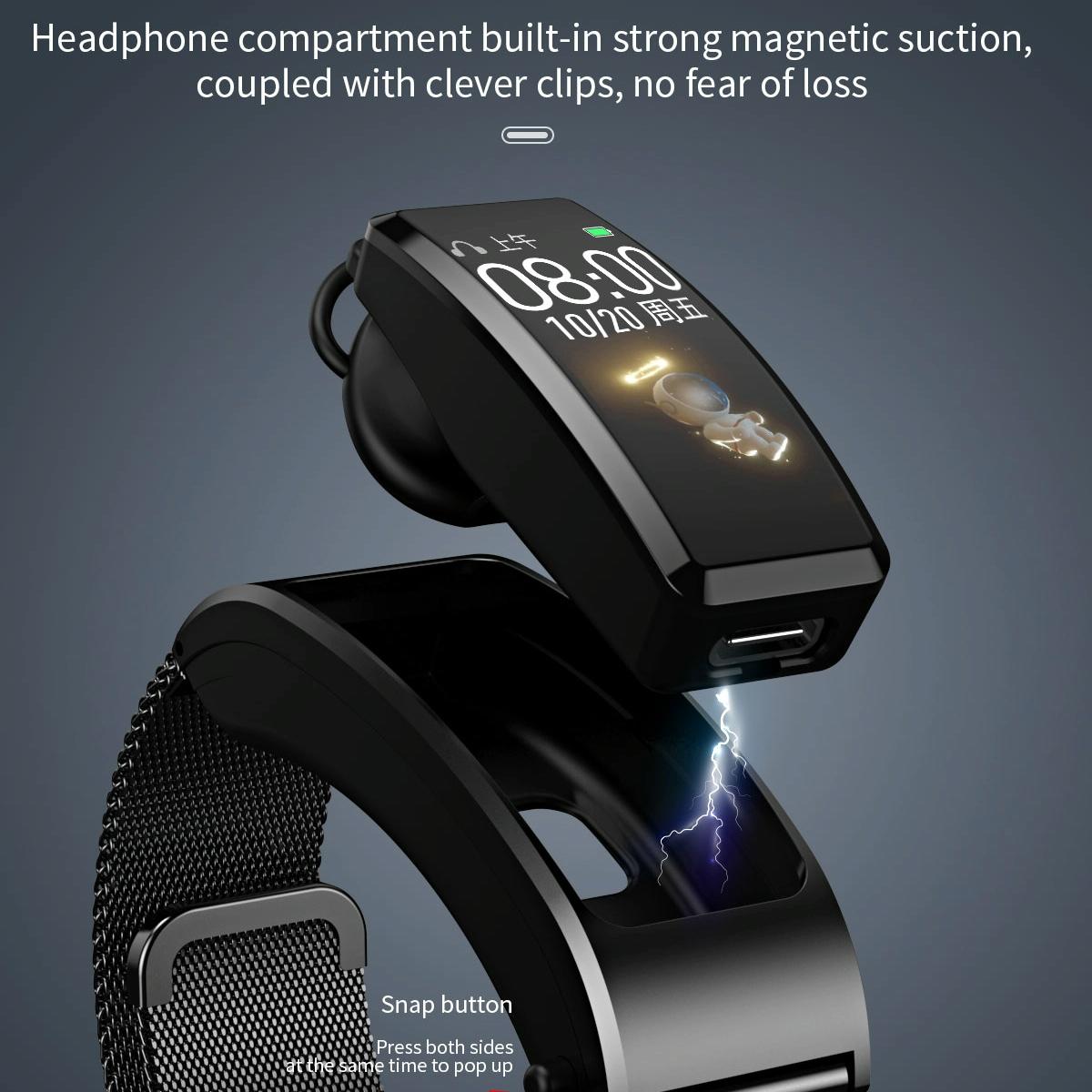 Bluetooth Sleep Heart Monitor Bracelet - B7 - Gold + Brown Leather Belt 7
