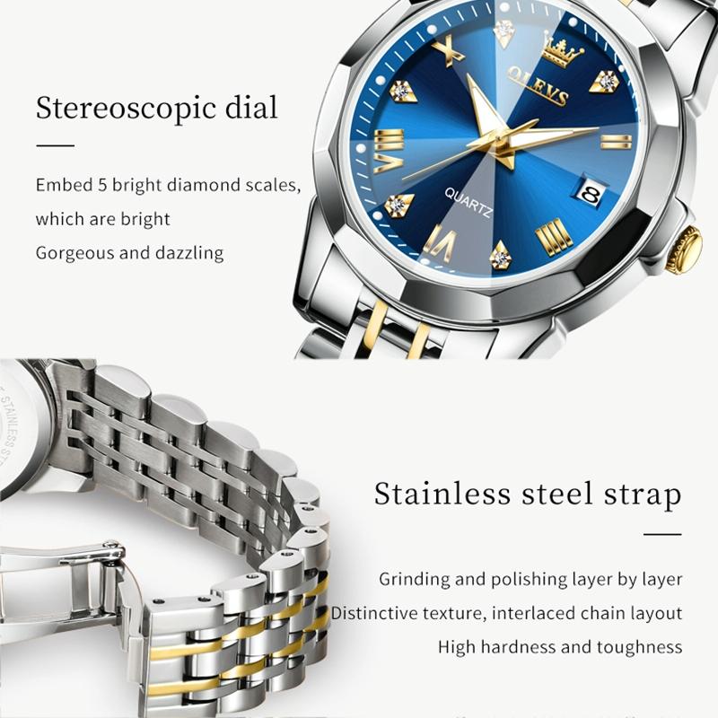 Waterproof Quartz Watch with Butterfly Buckle for Women - Black + Gold 12