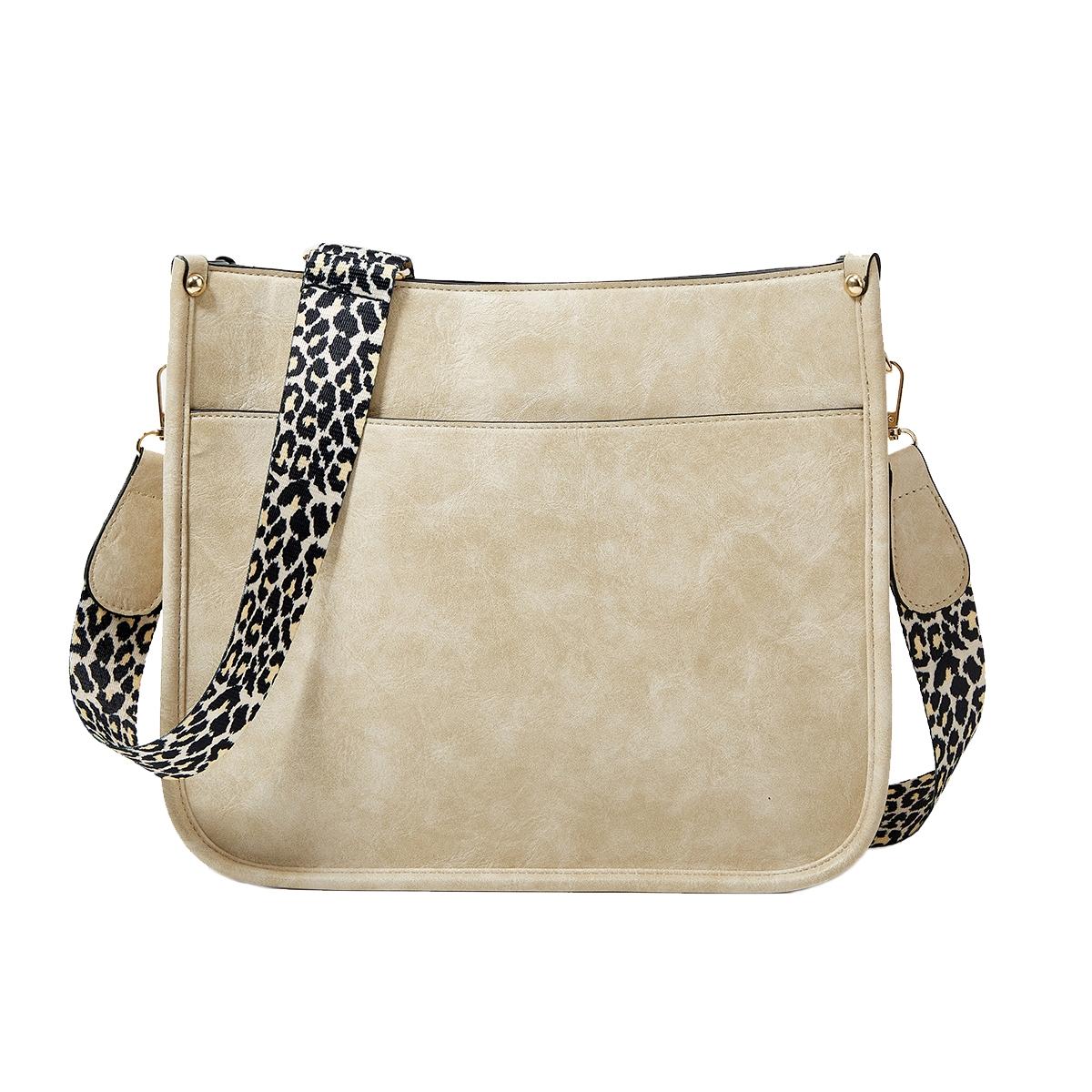 Leopard Print Waterproof Crossbody Tote Bag - Khaki 12