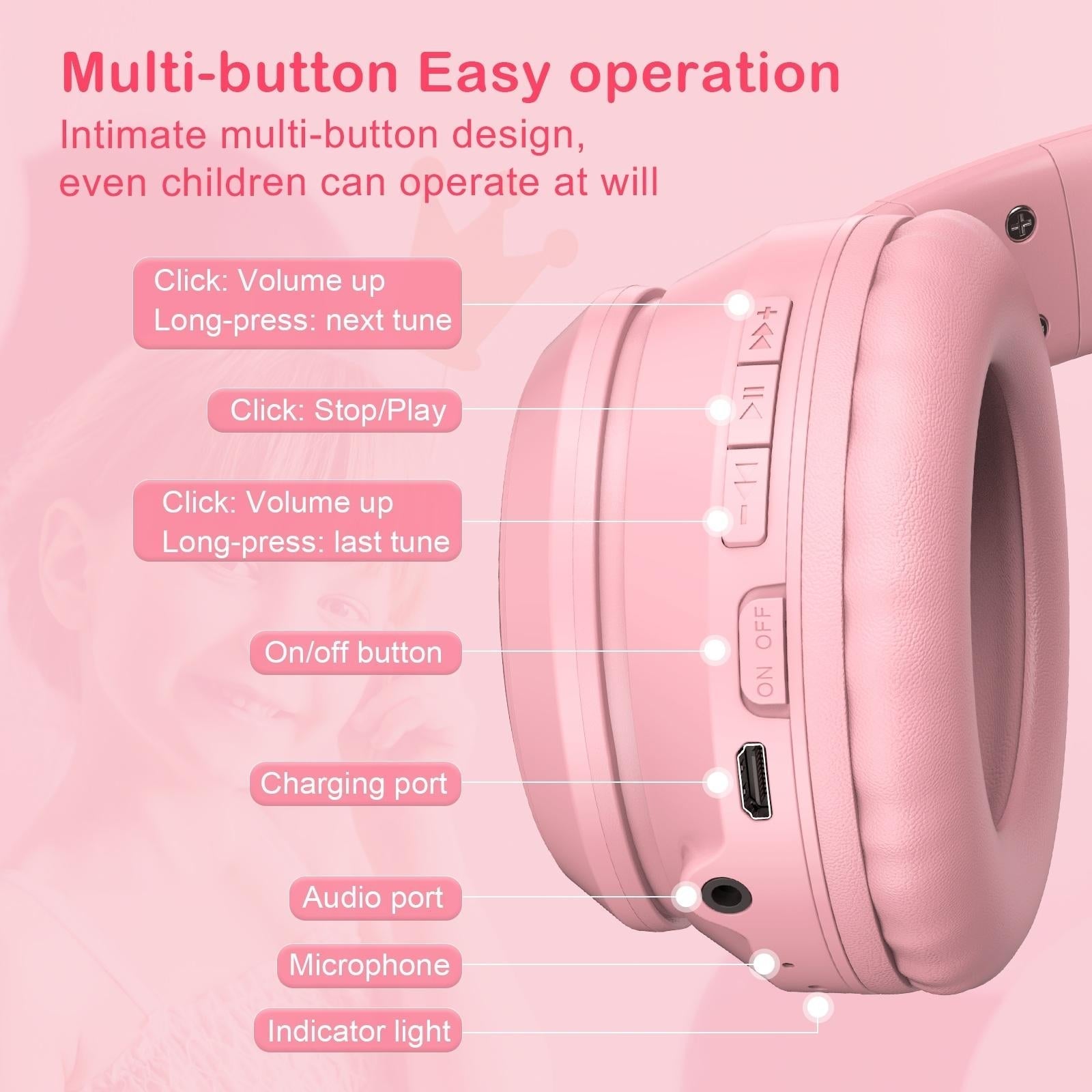Wireless Bluetooth Headphones With Rgb Lighting - Pink 4
