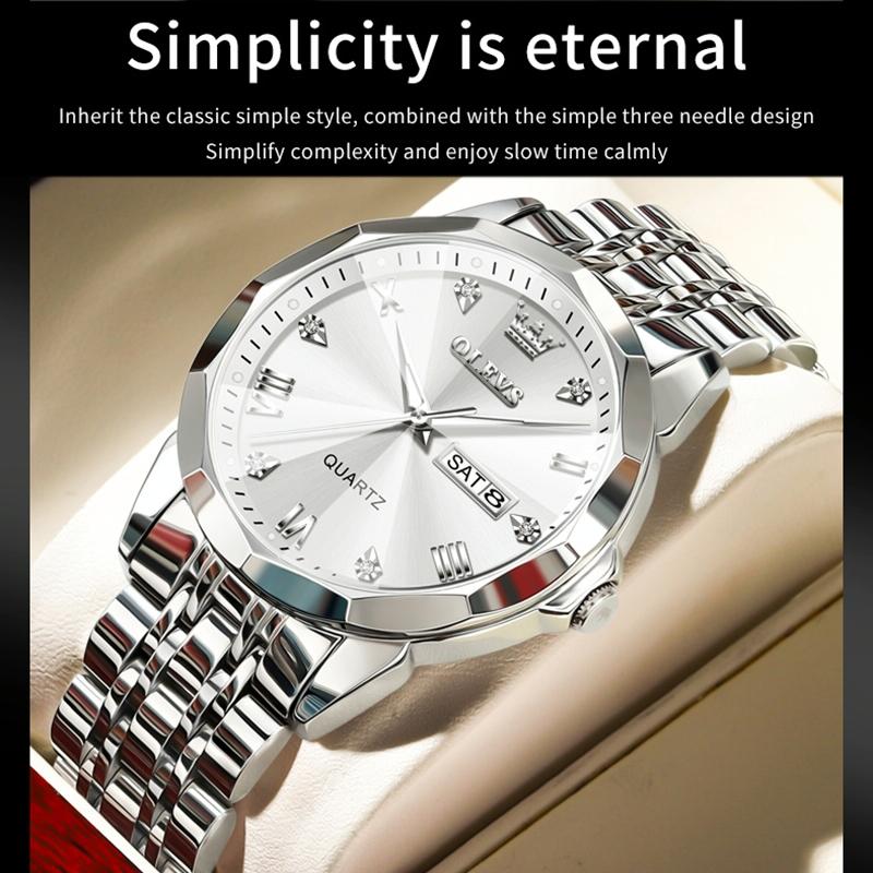 Waterproof Quartz Watch for Men with Luminous Dial - Black + Gold 12