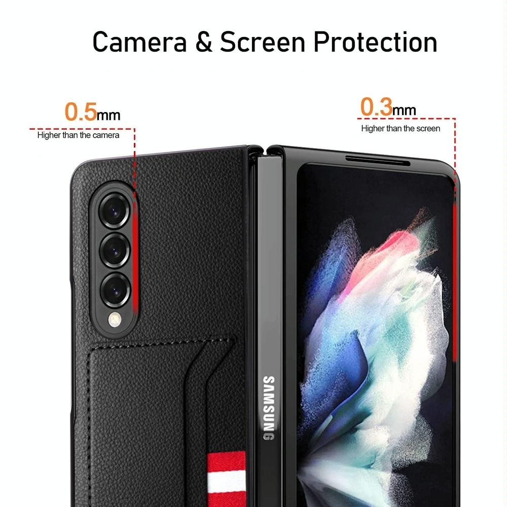 For Samsung Galaxy Z Fold4 5G Litchi Texture Microfiber Case - Blue 6