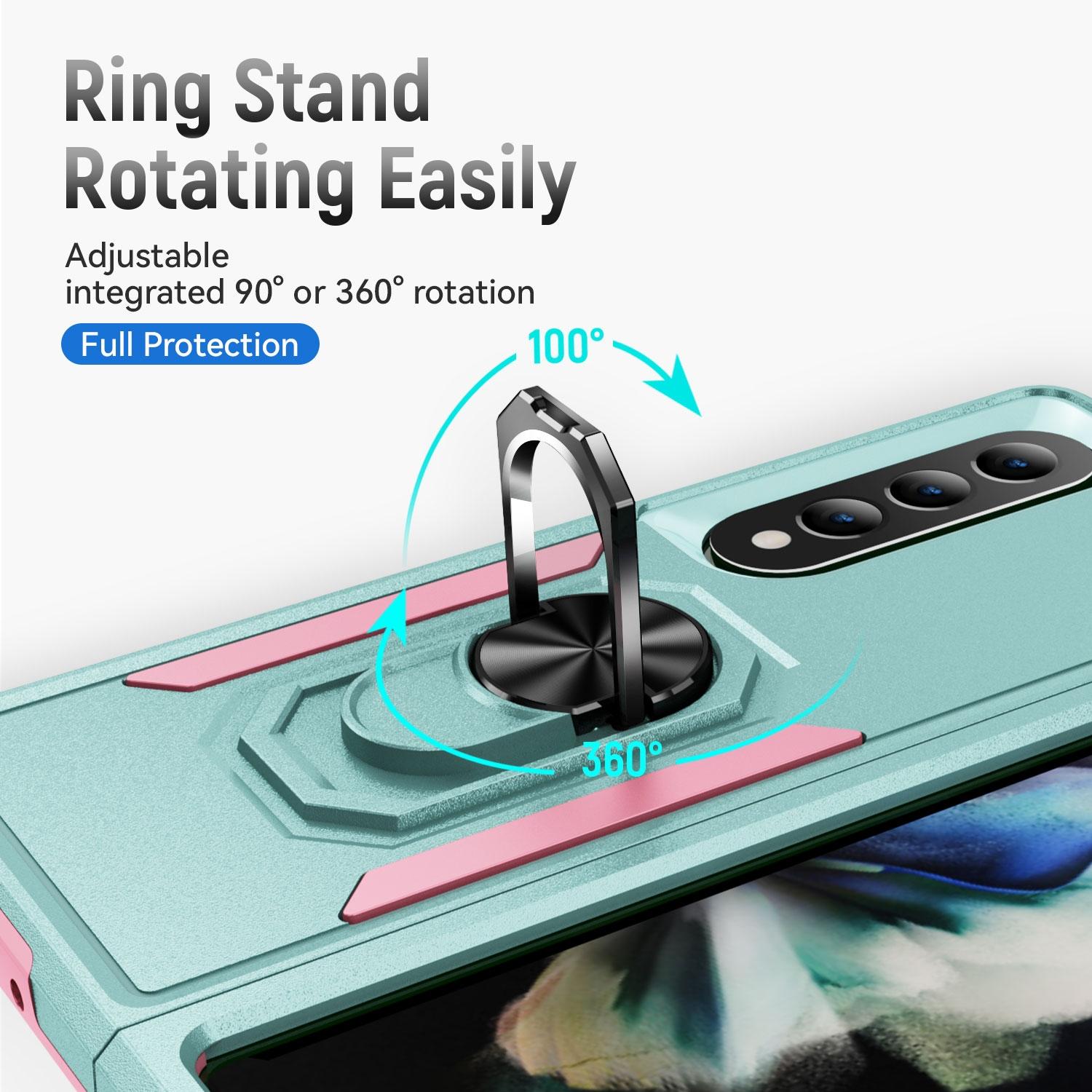For Samsung Galaxy Z Fold4 5G Shockproof Case With Holder - Pc Tpu - Blue 7
