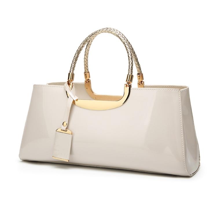 Patent Leather Shoulder Bag for Women - Glue Closure - Rose Red 12