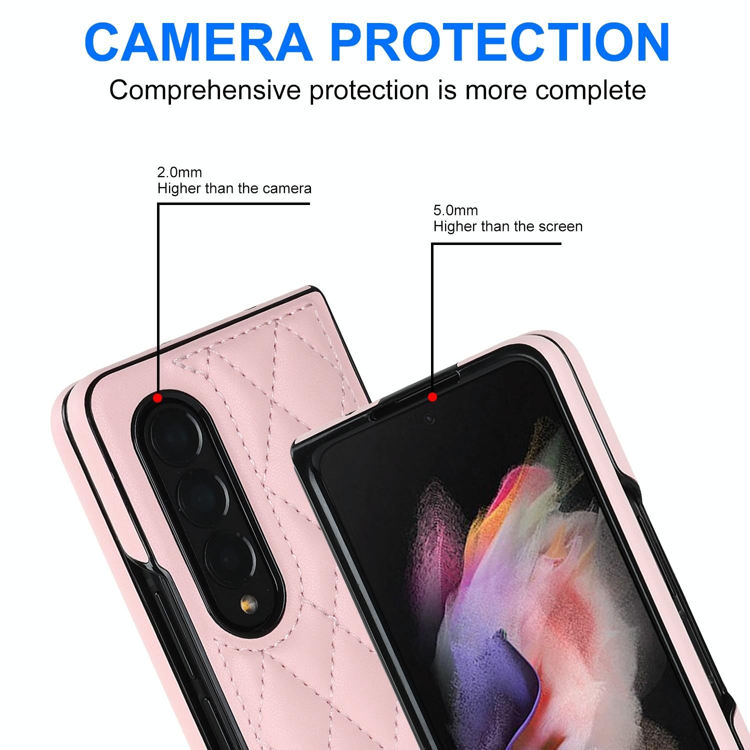 For Samsung Galaxy Z Fold4 5G Foldable Microfiber Phone Case - Rhombic Design - White 4