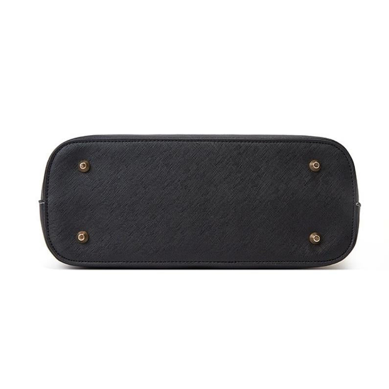 Large Capacity Fashion Handbag with Diagonal Design and Letter Detail - Purple Black 5
