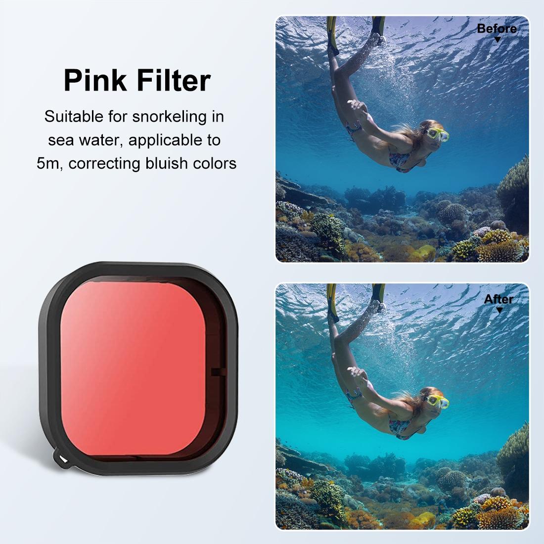 Square Diving Lens Filter for Gopro Hero 9 / 10 / 11 / 12 - Pink 6