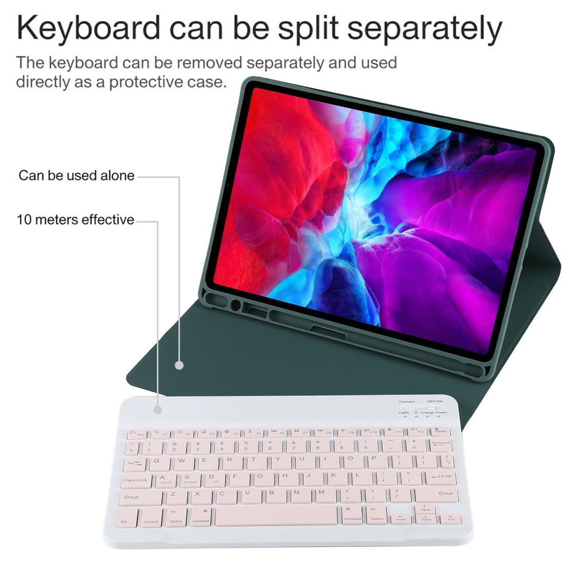 Bluetooth Tablet Case For Ipad Pro 11 With Detachable Microfiber Leather Pen Slot & Holder - Pink 9