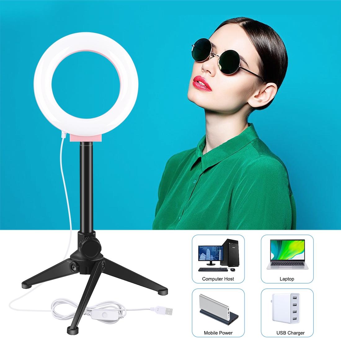 Usb Led Ring Light for Vlogging and Photography - 4.7 Inch White Light Pink 6
