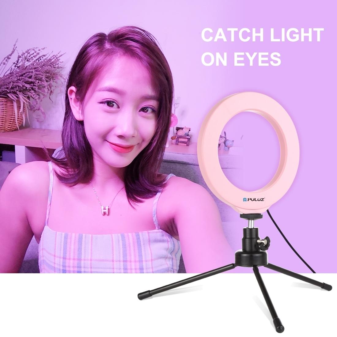 10 Mode Rgbw Led Ring Light with Tripod and Ball Head - 4.7 Inch Curved Surface - Pink 12