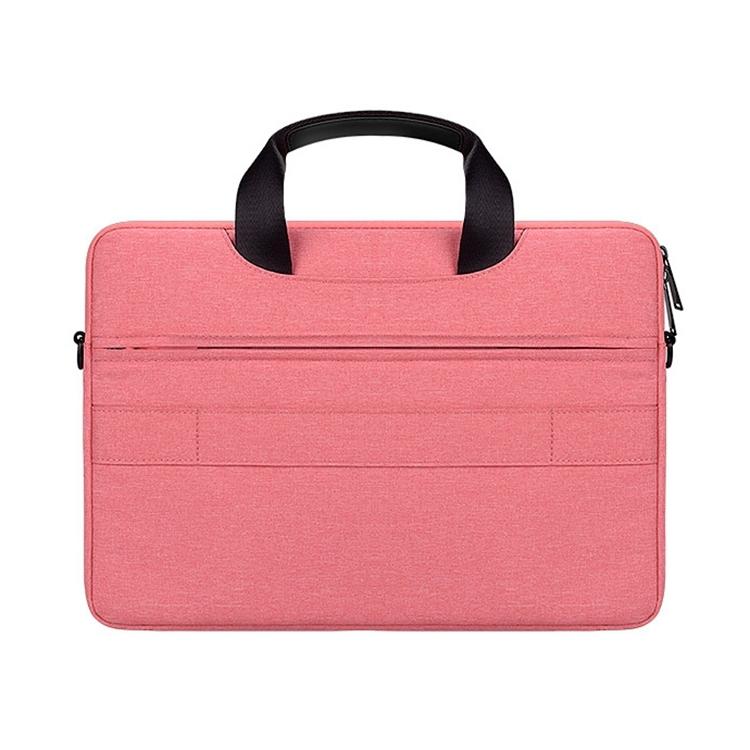 Waterproof Oxford Cloth Laptop Bag with Concealed Handle & Luggage Tie Rod - Pink 9