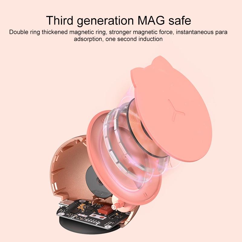 Adorable Magnetic Cat Wireless Charger Stand - Pink 7