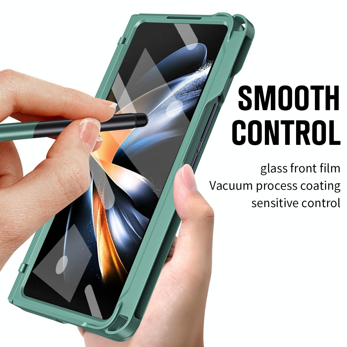 For Samsung Galaxy Z Fold4 5G Shockproof Diamond Case With Hinge And Pen - Purple 7