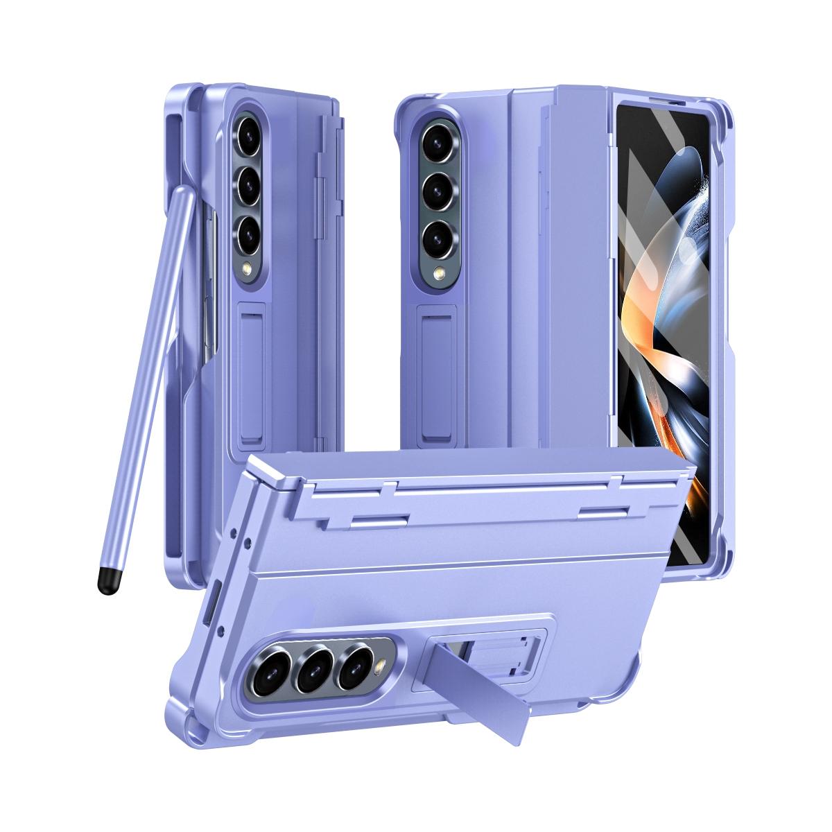 For Samsung Galaxy Z Fold4 5G Shockproof Diamond Case With Hinge And Pen - Purple 10