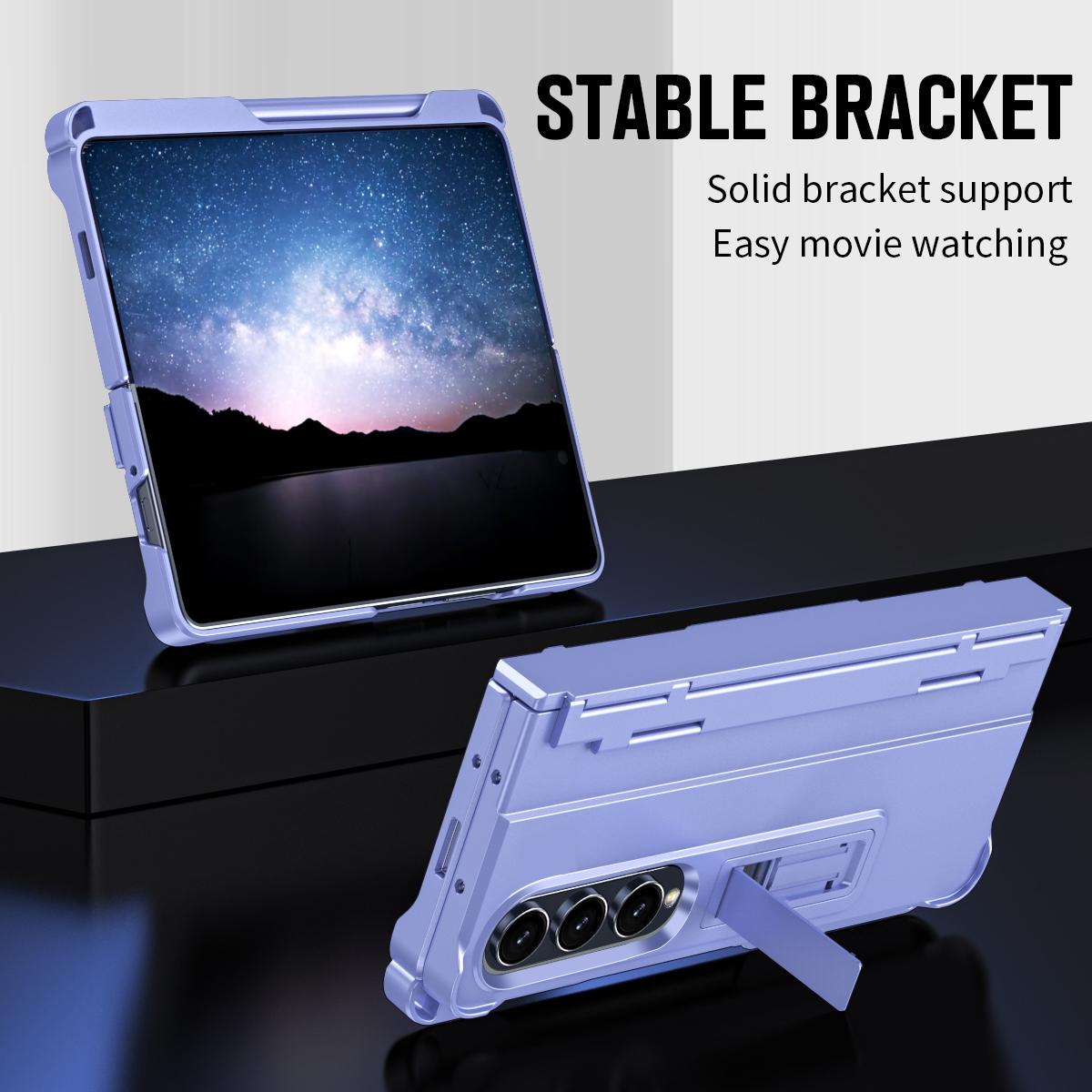For Samsung Galaxy Z Fold4 5G Shockproof Diamond Case With Hinge And Pen - Purple 13